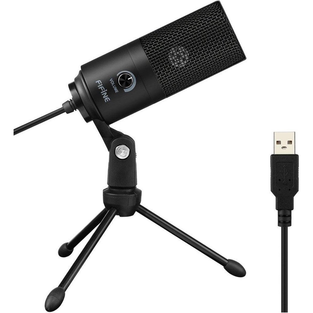 Fifine - K669B - USB Microfoon met Volumeknop - Streaming / Podcasting - Tripod Standaard