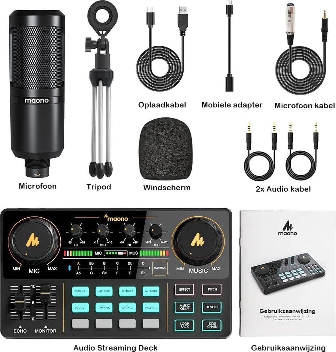 Maono - AU-AM200-S1 - Podcast Starterpack - Inclusief Accessoires - Streaming Deck - Geschikt voor PC / PS4 / PS5