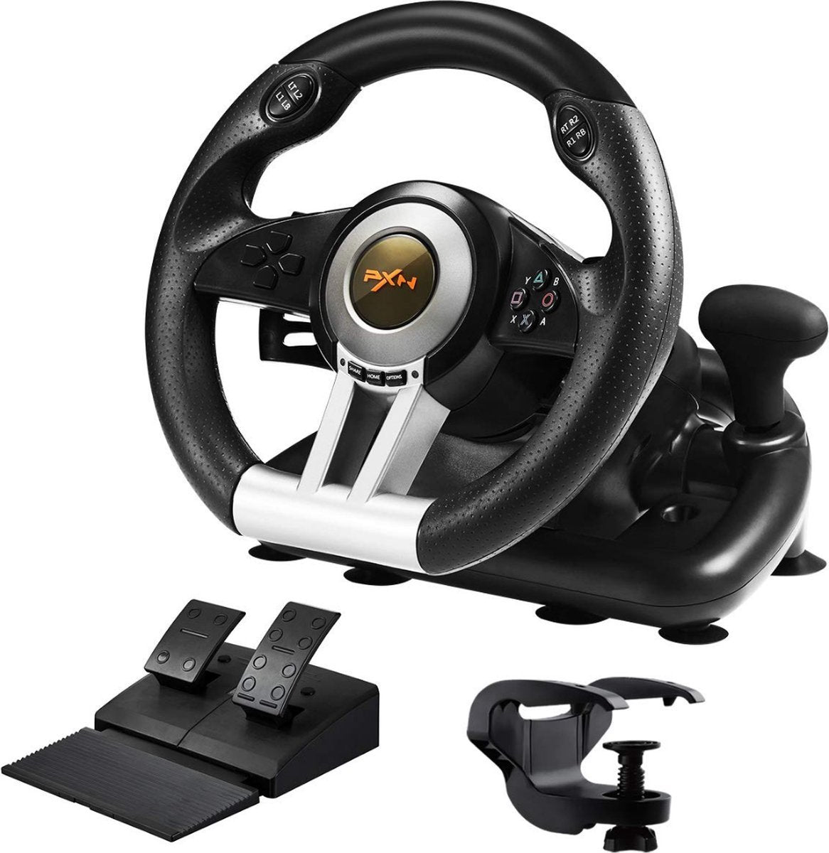 PXN - V3 Pro - Race Stuur met Pedalen - Game Stuur voor PS4 - Xbox One - PC - Xbox Series X|S - PS3 - Switch - Zwart