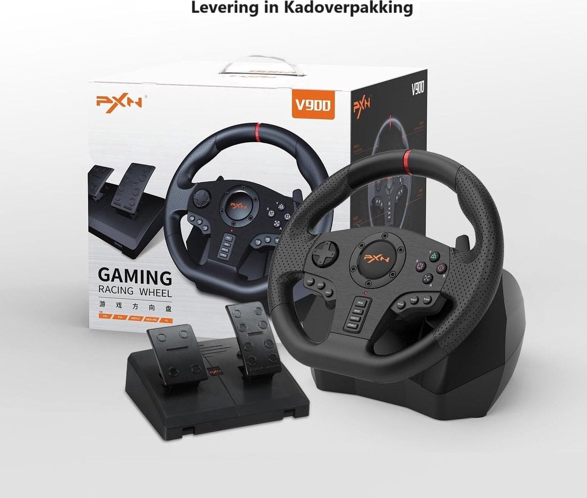 PXN - V900 - Race Stuur GT - Met Pedalen - 270 / 900° - Game Stuur voor PS4 - PC - PS3 - Switch - Xbox X/S Series