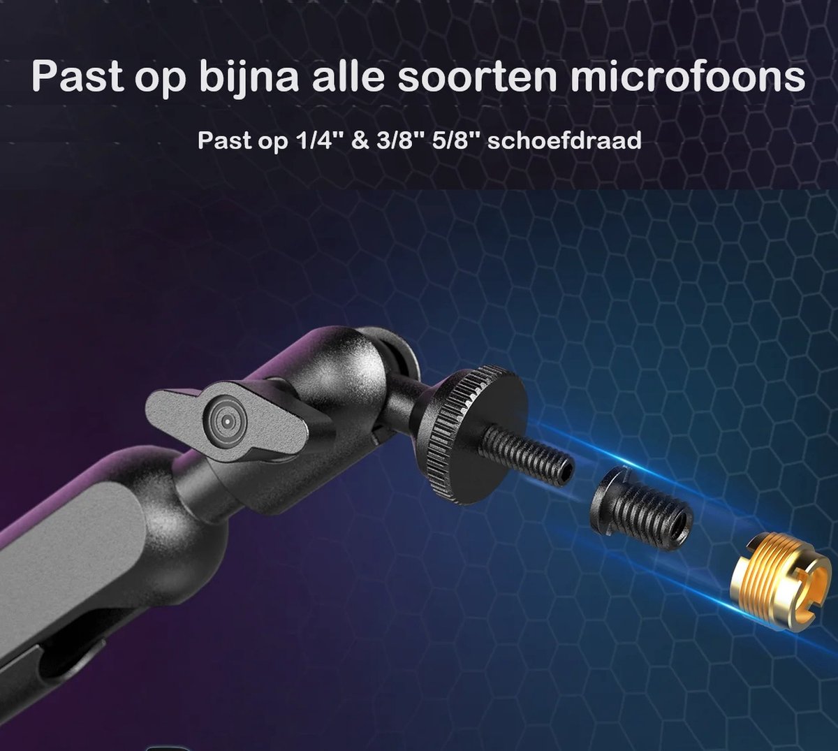 Fifine - BM88 - Universele Boom Arm - Microfoon Arm - Zonder Microfoon - Horizontaal & Verticaal - Inclusief Kabelgoot