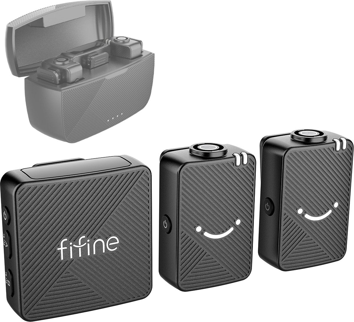 Fifine M9 - Professioneel Draadloos Microfoon Systeem - Lavelier - 2 Microfoons - USB-C - Telefoon / Tablet / PC - Dasspelt