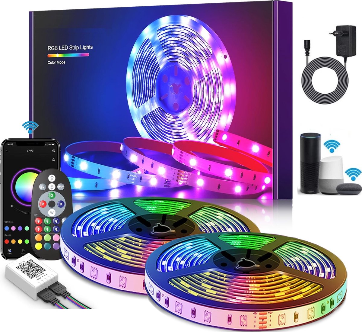 INOLEDS® - LED Strip Waterproof IP65 - Voor Binnen & Buiten - Met App - Tuya - 5 Meter Of 10 Meter - Spraakbediening - WiFi - Google Home & Alexa - Muziek Sync