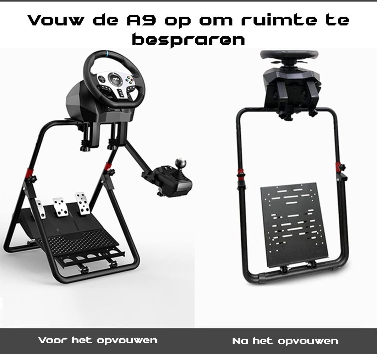 PXN - A9 - Refurbished - Wheel Stand - Racestuur standaard - Inklapbaar - Zwart - Voor Logitec - Fanatec - Thrustmaster - In Hoogte Verstelbaar