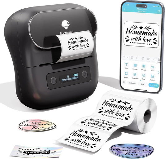 Phomemo - M220 - Portable Label Printer - Draadloze Thermische Labelprinter - Met APP - Labels Inbegrepen - Bluetooth