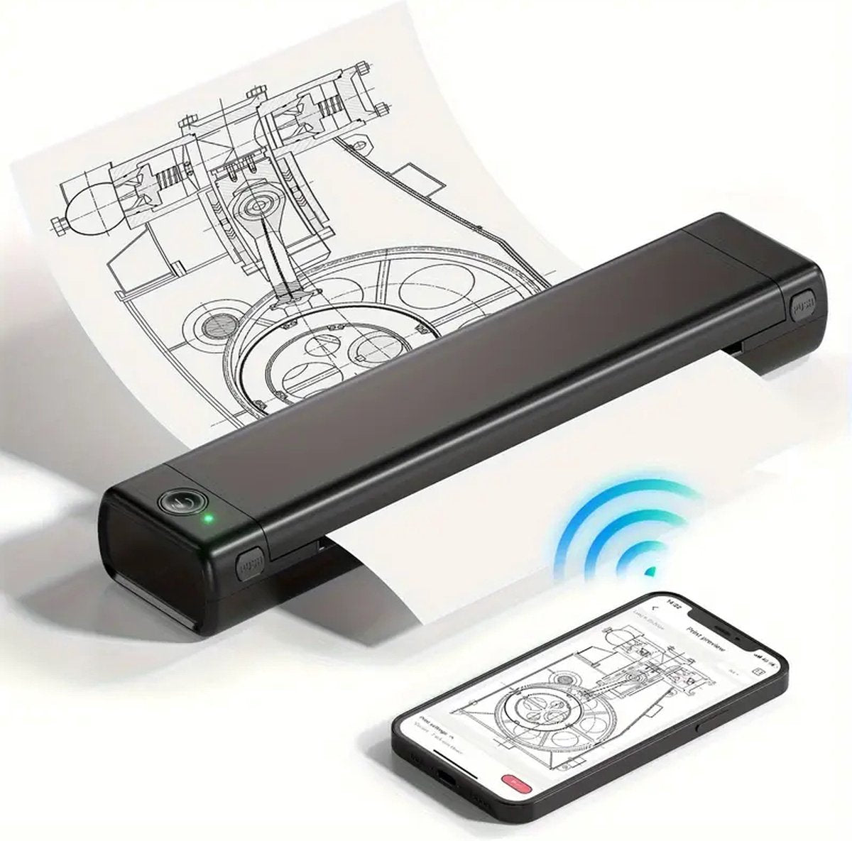 Phomemo - M08F - Portable Bluetooth Printer - A4 Formaat - Draadloos - Thermische Inktvrije Printer - Met App