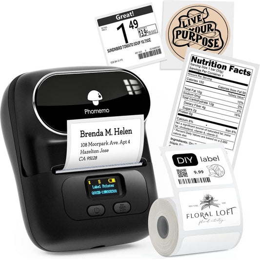 Phomemo - M110 - Portable Label Printer - Draadloze Thermische Labelprinter - Met APP - Labels Inbegrepen - Bluetooth