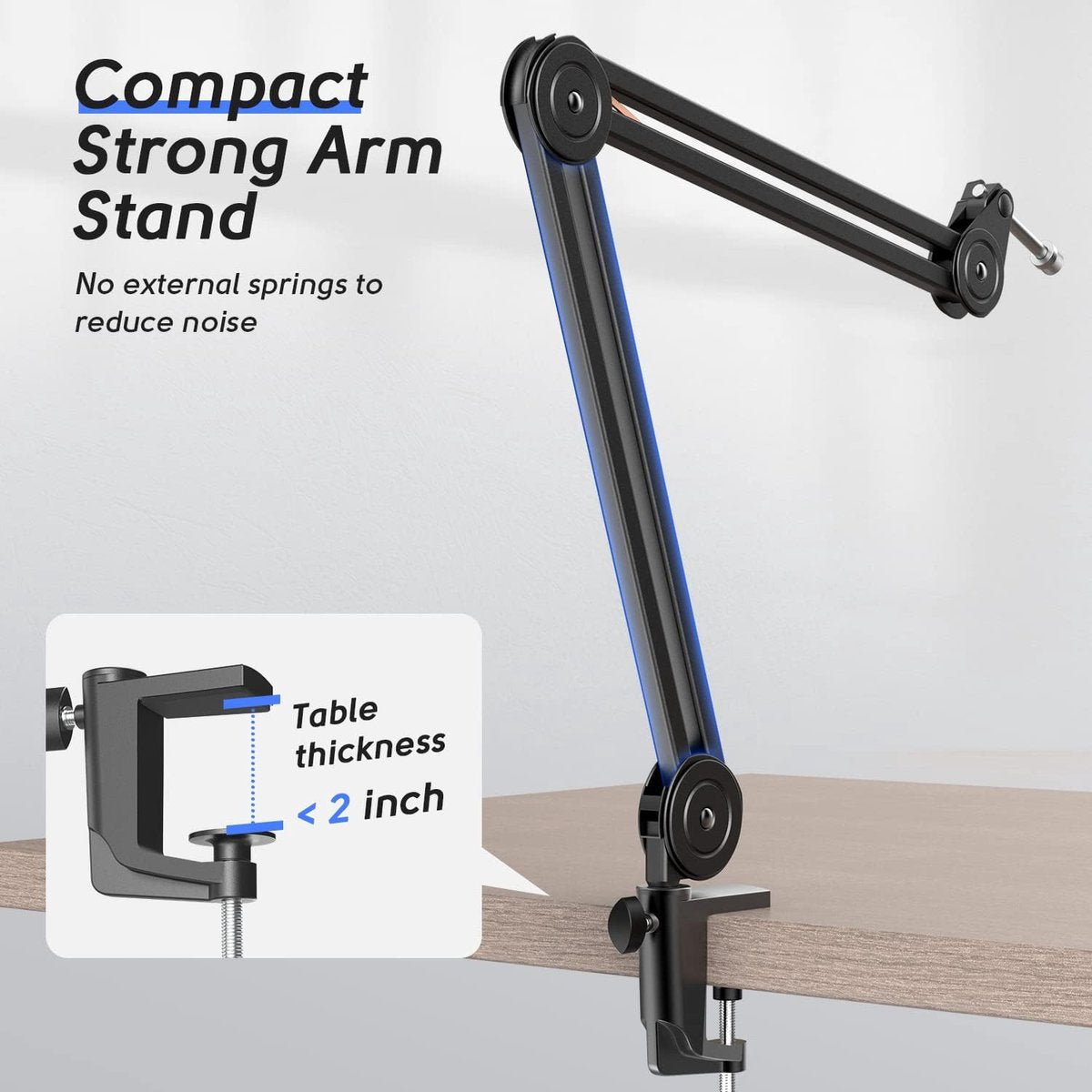 Fifine - BM63 - Zwart - Universele Boom Arm - Microfoon Arm - Zonder Microfoon - Horizontaal & Verticaal - Tot 2kg Gewicht - Inclusief Kabelbinders