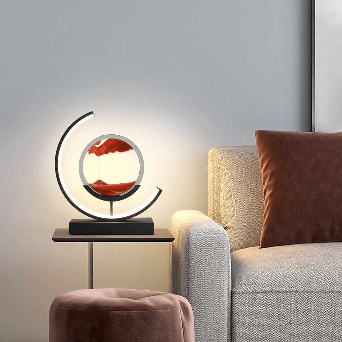 INOLEDS® Zandlamp Ø 29cm - Zandkunst - Bewegende Kunst - Dimbaar - Premium Luxe - Zwart Aluminium