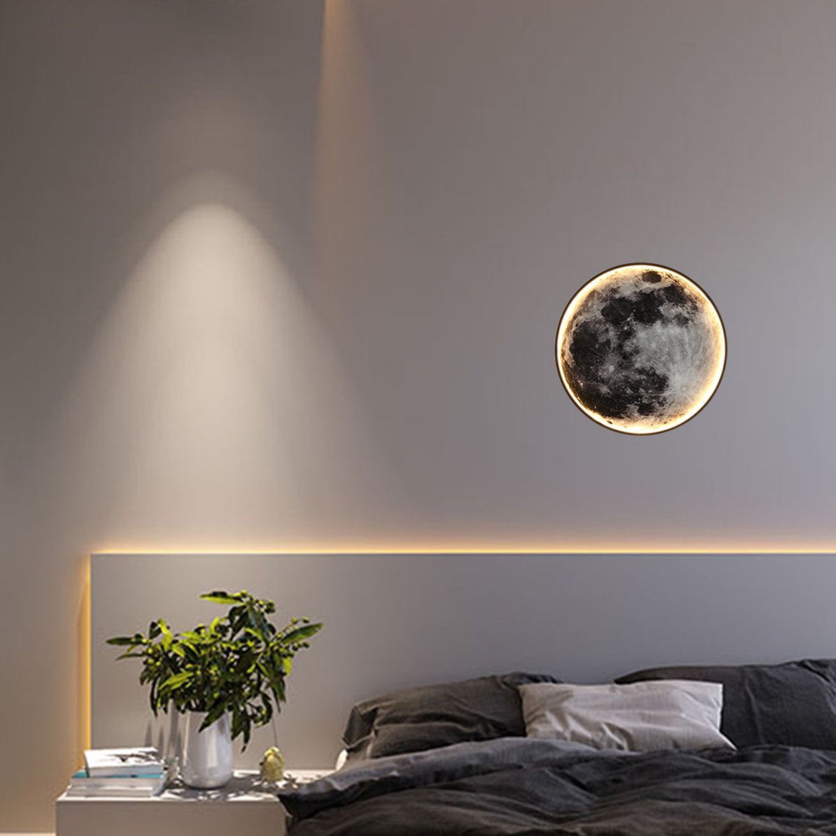 INOLEDS® Moon Wall Lamp &amp; Ceiling Lamp - Ø 60 cm - Moon Lamp - Scandinavian Style - LED lighting - With Remote Control - Google Home &amp; Alexa - Tuya Smart - 3,000-6,000K