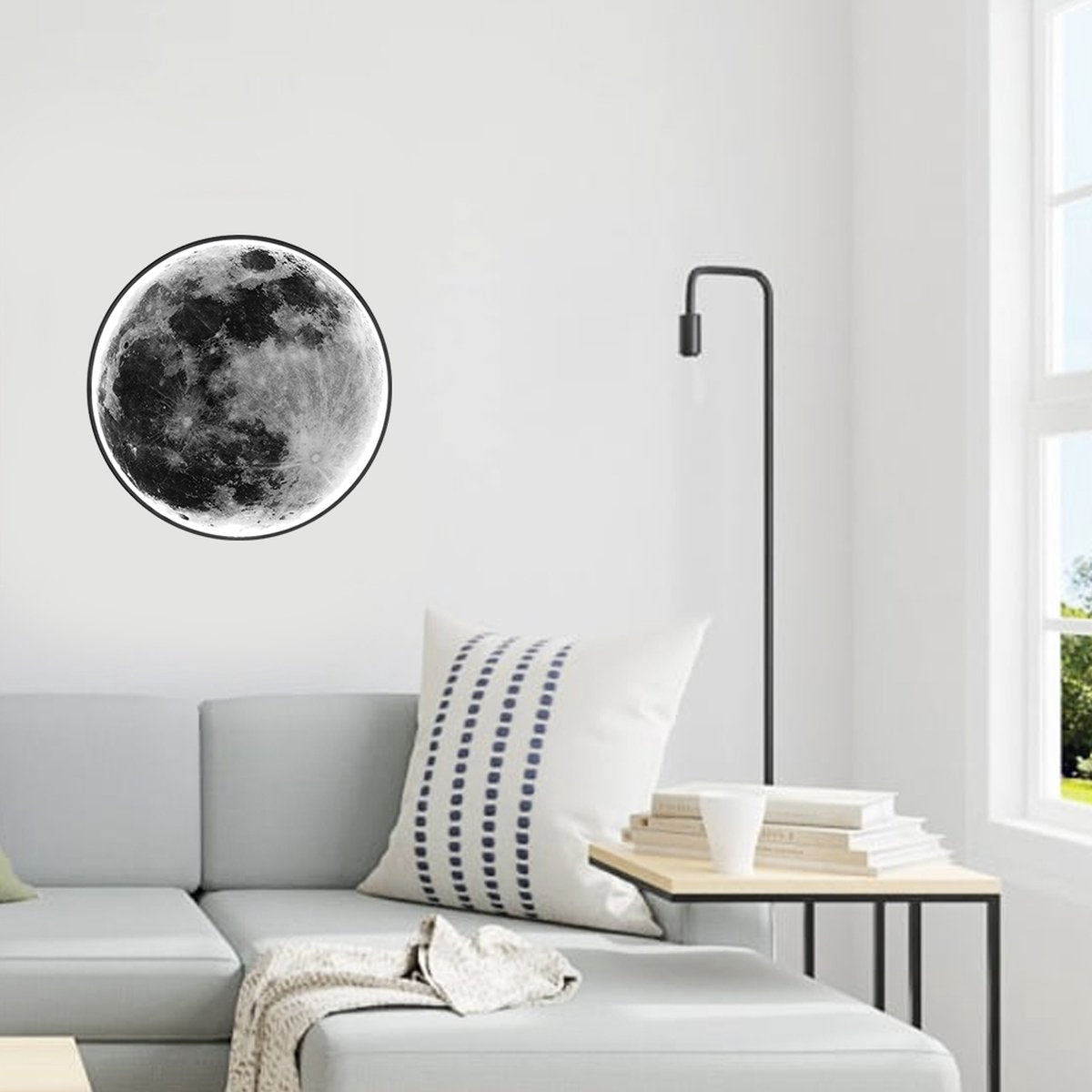 INOLEDS® Moon Wandlamp & Plafondlamp - Ø 60 cm - Maanlamp - Scandinavische Stijl - LED verlichting - Met Afstandsbediening - Google Home & Alexa - Tuya Smart - 3.000-6.000K