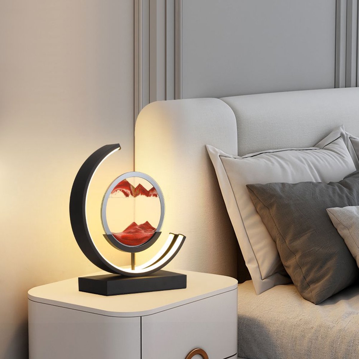 INOLEDS® Zandlamp Ø 29cm - Zandkunst - Bewegende Kunst - Dimbaar - Premium Luxe - Zwart Aluminium