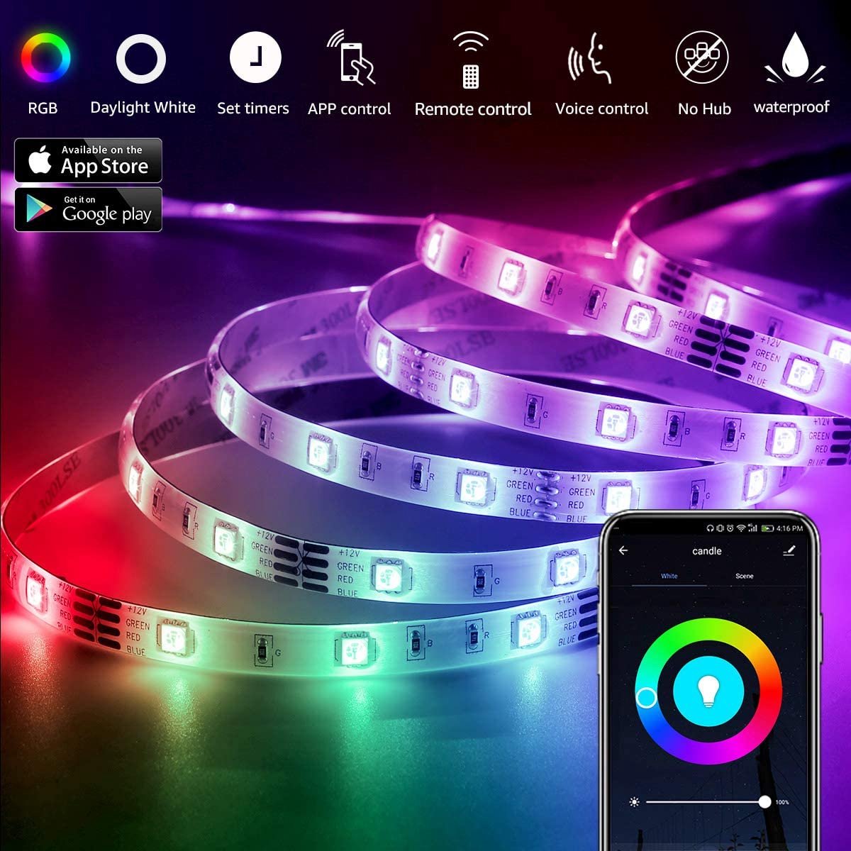 INOLEDS® - LED Strip Waterproof IP65 - Voor Binnen & Buiten - Met App - Tuya - 5 Meter Of 10 Meter - Spraakbediening - WiFi - Google Home & Alexa - Muziek Sync