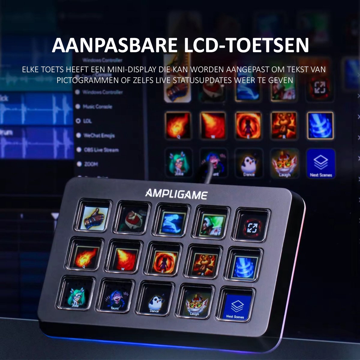 Fifine - D6 - Stream Deck - RGB Studio Controller - 15 LCD Aanpasbare Toetsen - Podcast / Streaming / Gaming - Inclusief Gratis Software