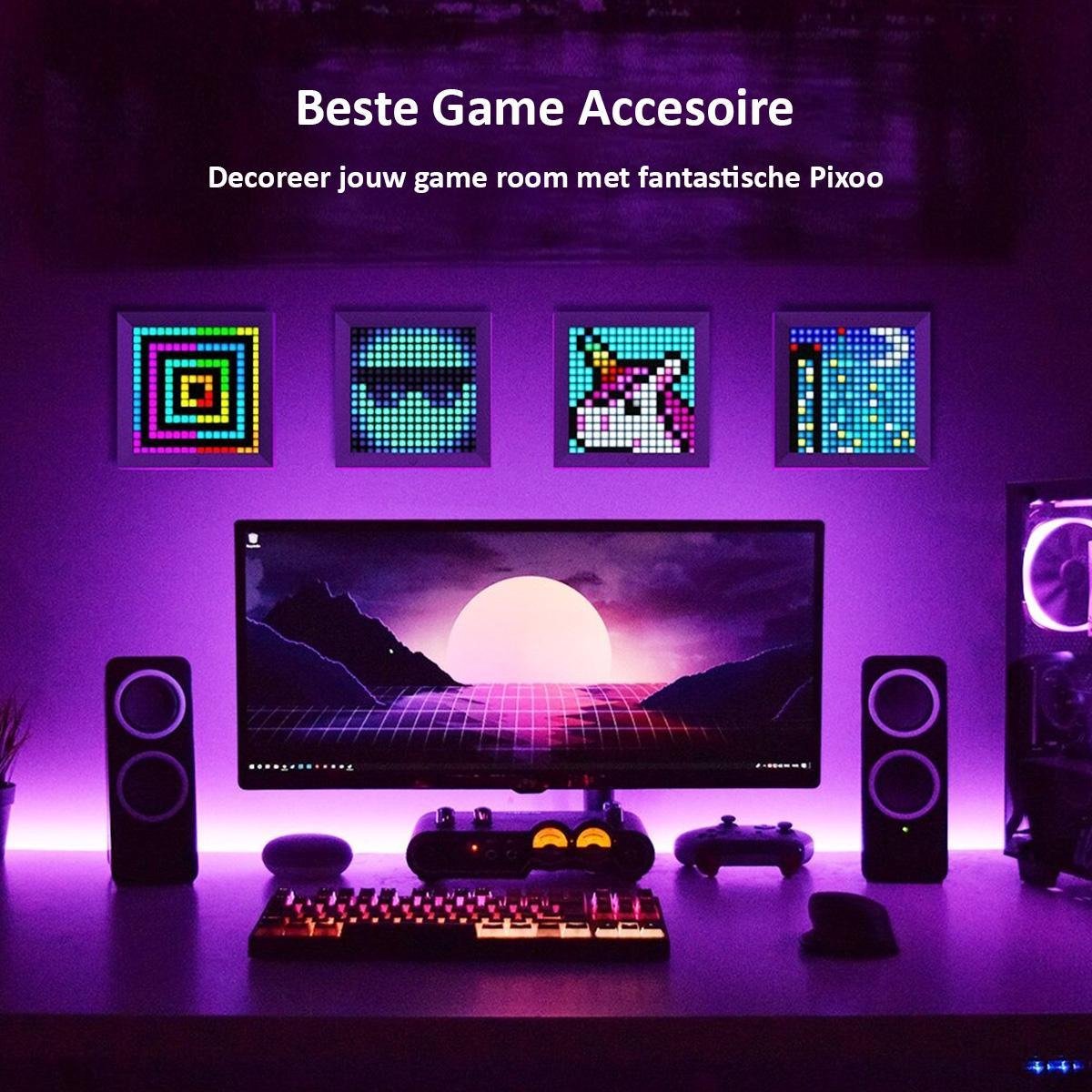 Divoom® Digitale Fotolijst Wekker – LED Neon Verlichting – Pixel Art Display – Gaming Decoratie – Klok – Game Lamp