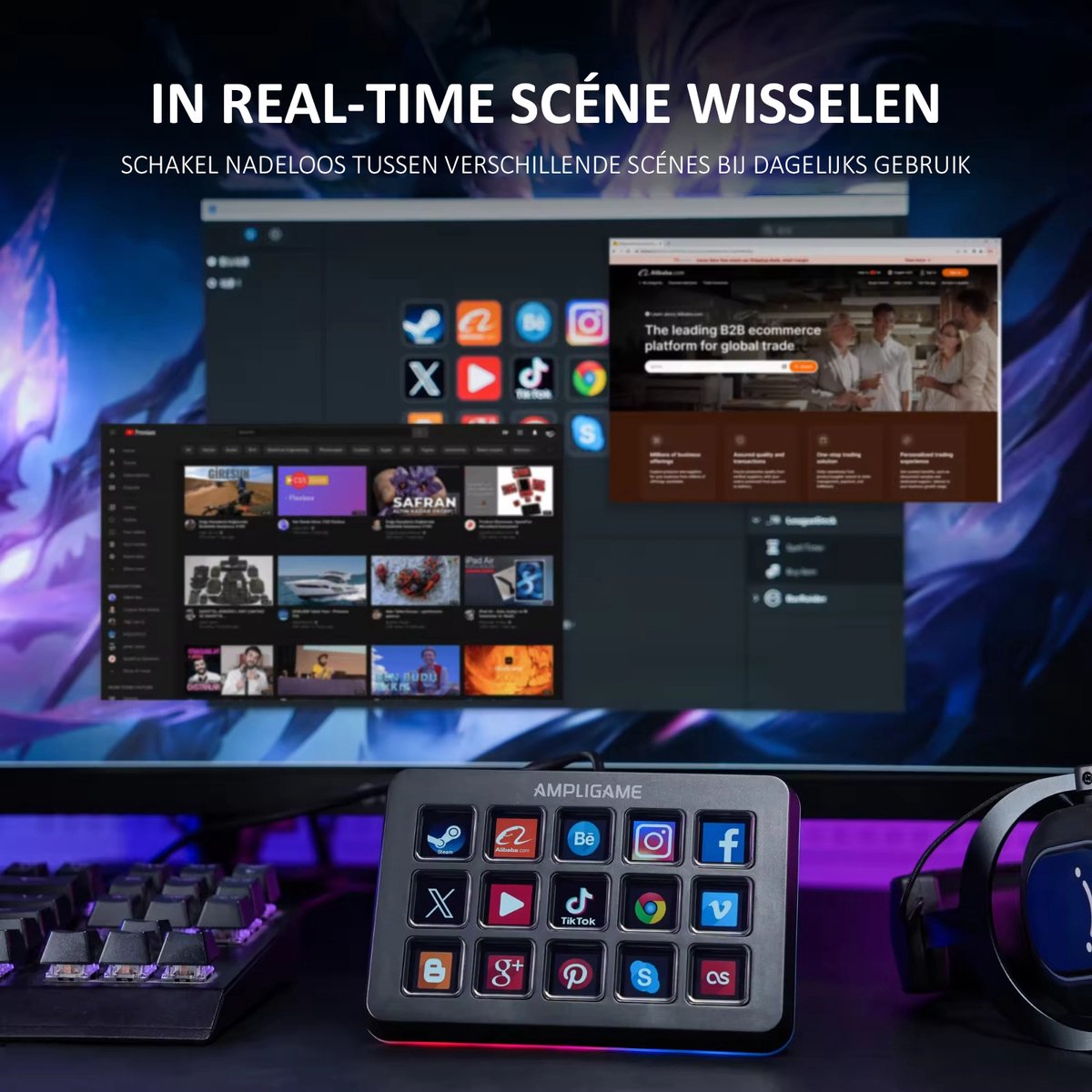 Fifine - D6 - Stream Deck - RGB Studio Controller - 15 LCD Aanpasbare Toetsen - Podcast / Streaming / Gaming - Inclusief Gratis Software