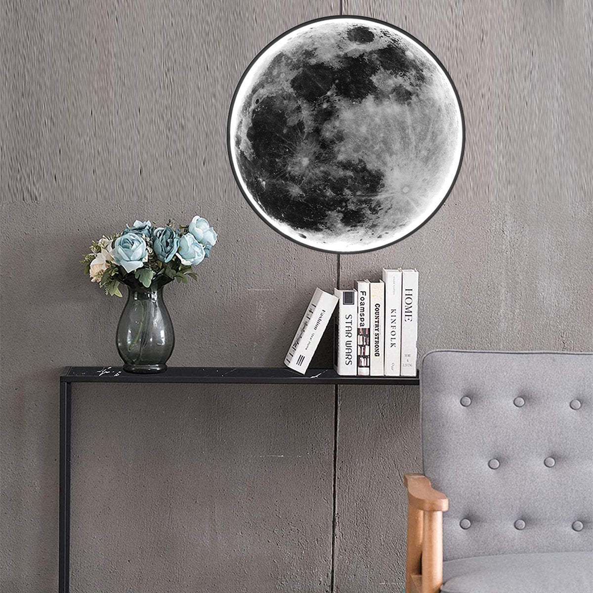 INOLEDS® Moon Wandlamp & Plafondlamp - Ø 60 cm - Maanlamp - Scandinavische Stijl - LED verlichting - Met Afstandsbediening - Google Home & Alexa - Tuya Smart - 3.000-6.000K