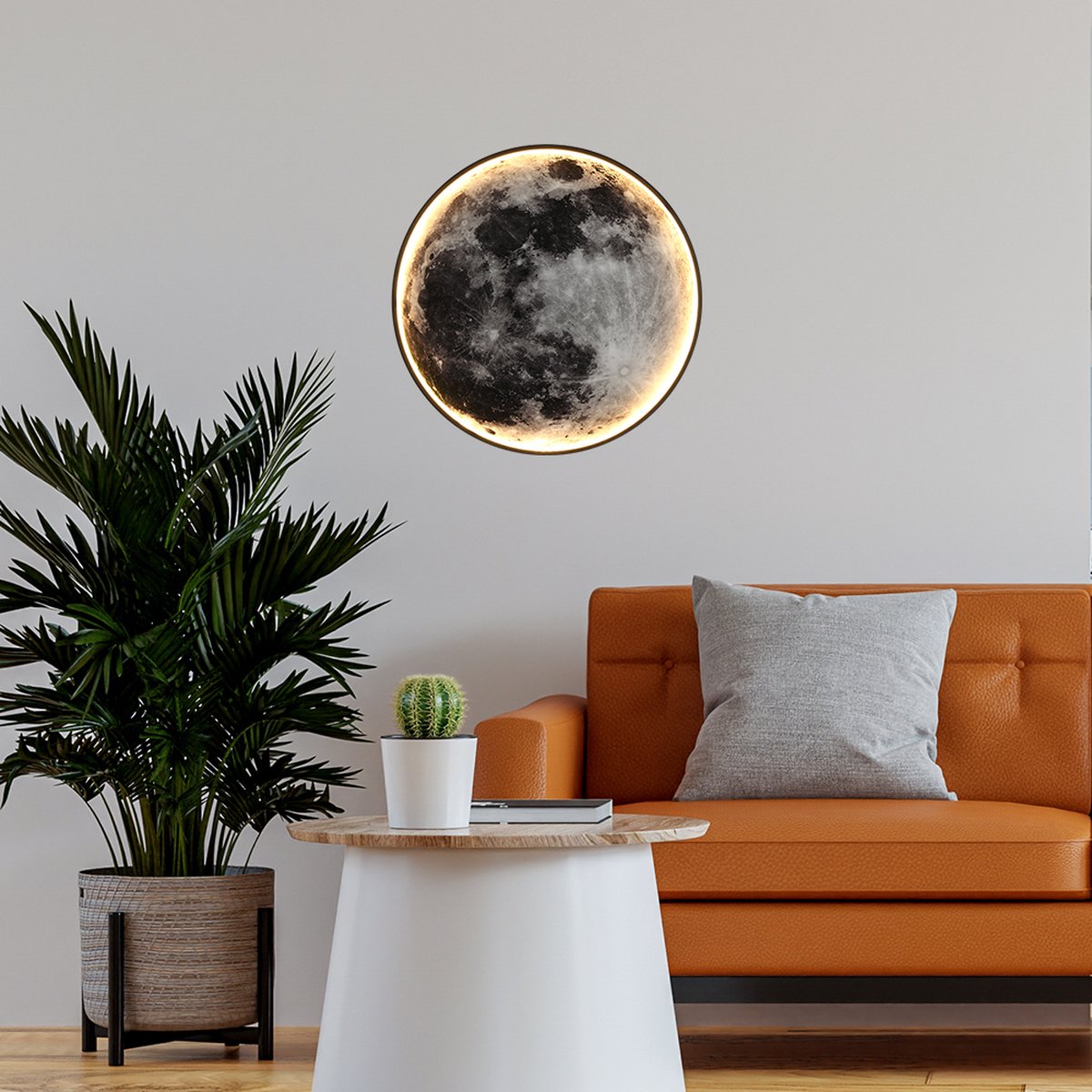 INOLEDS® Moon Wandlamp & Plafondlamp - Ø 60 cm - Maanlamp - Scandinavische Stijl - LED verlichting - Met Afstandsbediening - Google Home & Alexa - Tuya Smart - 3.000-6.000K