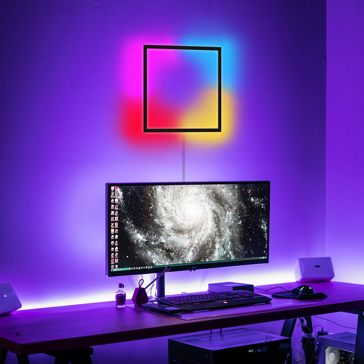 INOLEDS® - Vierkante Kubus Wandlamp - RGB - Cube Lamp - Inclusief Afstandsbediening -40 x 40cm