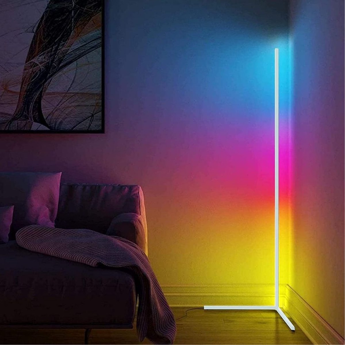 INOLEDS® - Duurzame Minimalistische Smart RGB Vloerlamp - Met App - Tuya Smart - LED Licht - 142cm - Mat Zwart