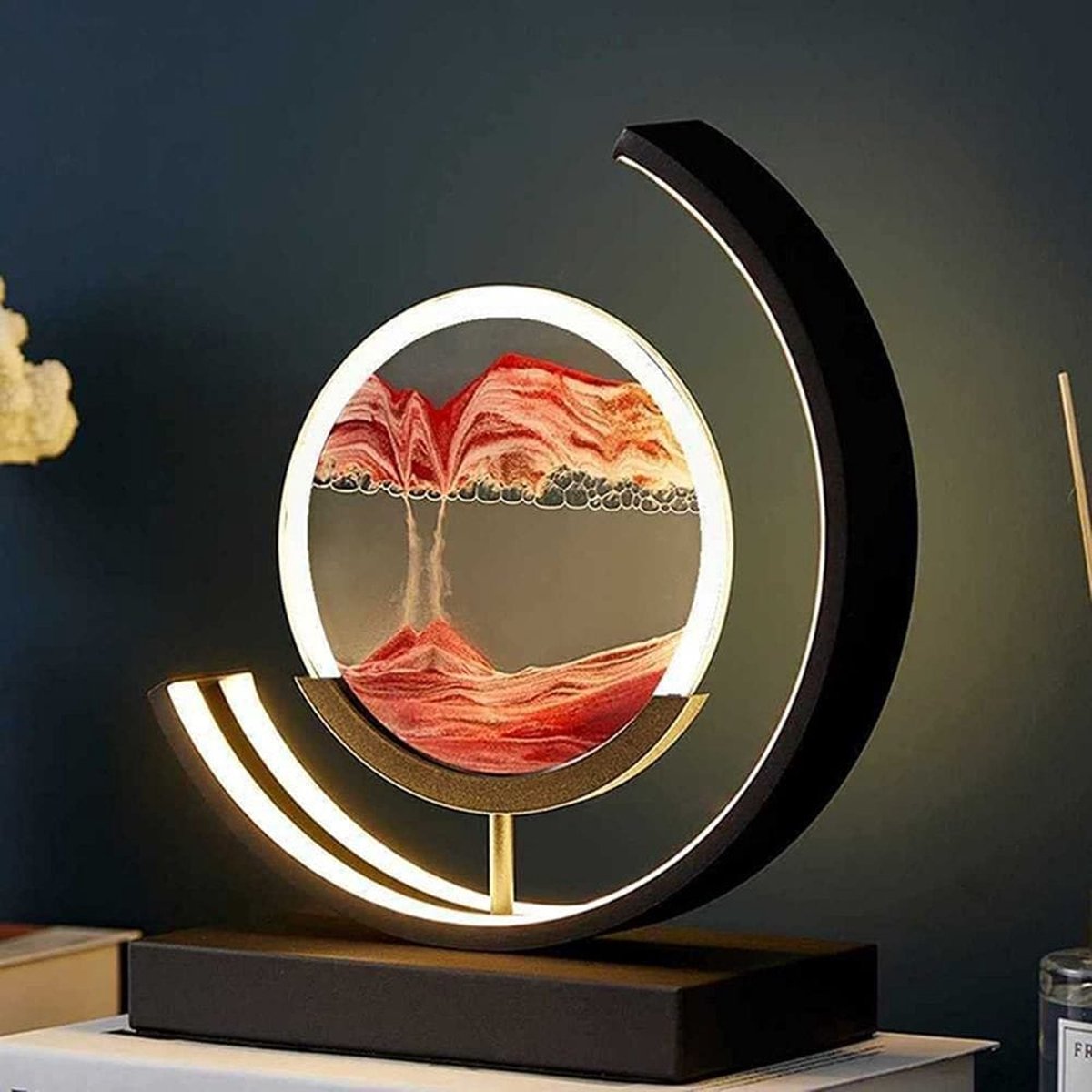 INOLEDS® Zandlamp Ø 29cm - Zandkunst - Bewegende Kunst - Dimbaar - Premium Luxe - Zwart Aluminium