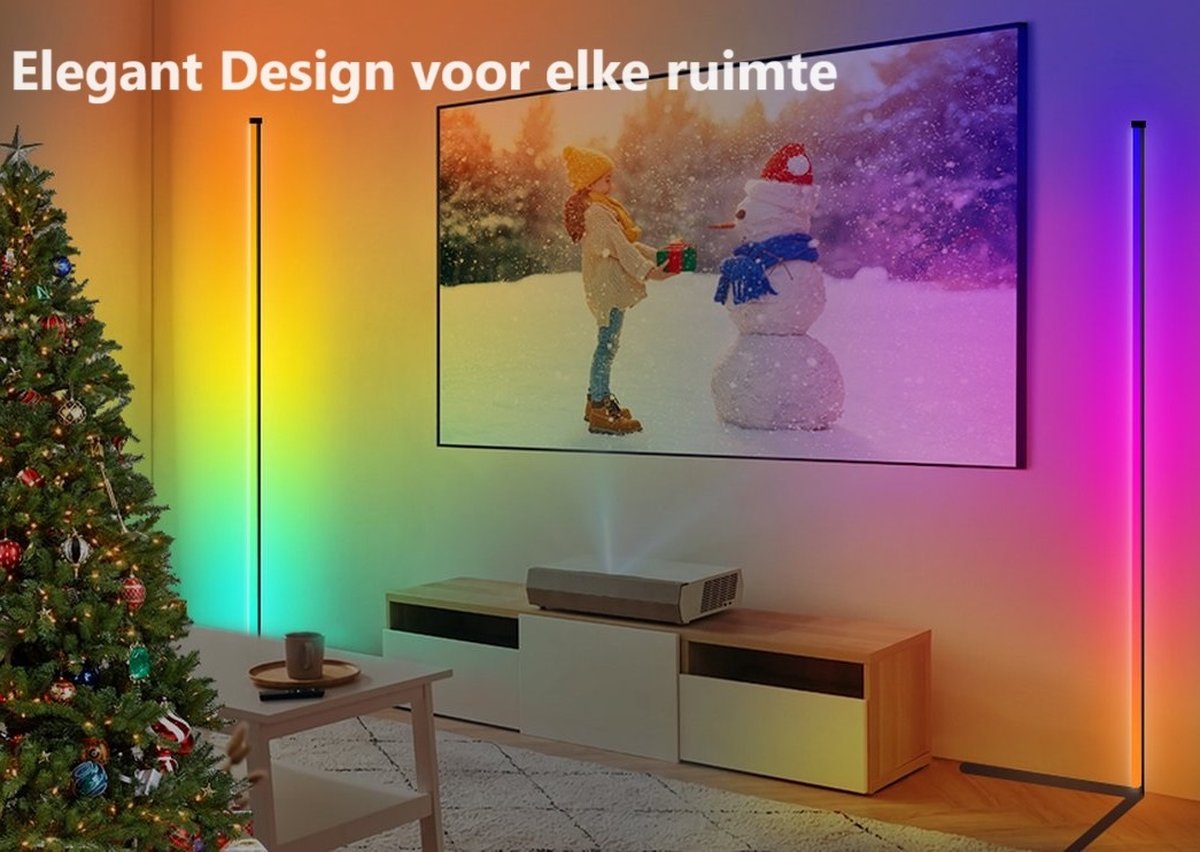 INOLEDS® - Duurzame Minimalistische Smart RGB Vloerlamp - Met App - Tuya Smart - LED Licht - 142cm - Mat Zwart