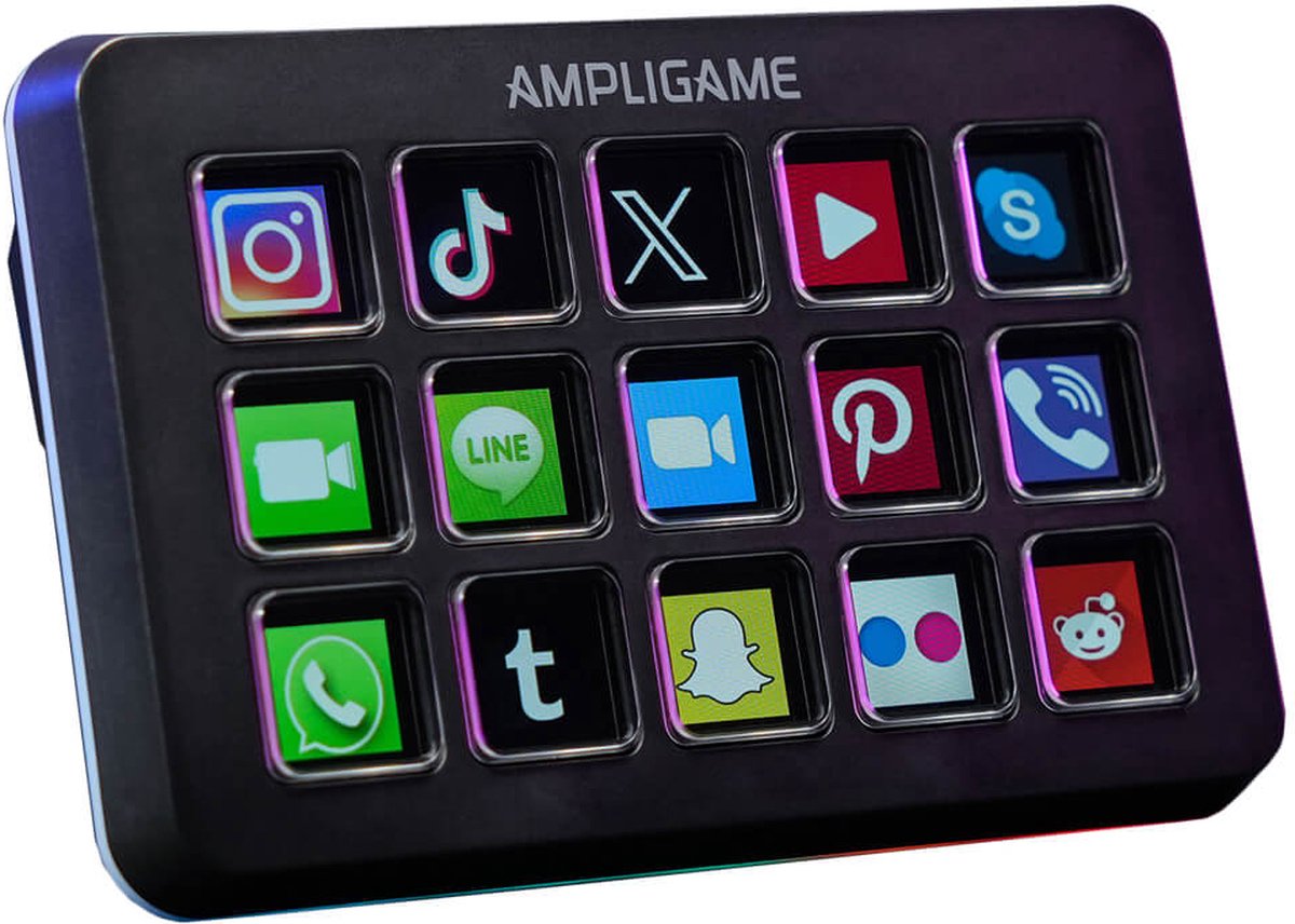 Fifine - D6 - Stream Deck - RGB Studio Controller - 15 LCD Aanpasbare Toetsen - Podcast / Streaming / Gaming - Inclusief Gratis Software