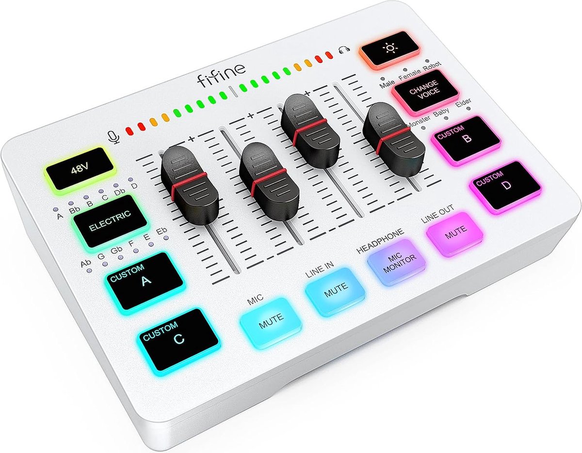 Fifine - SC3 - Streaming Deck - DJ Mixer - Gaming Mixer - Podcast / Stream / Gaming