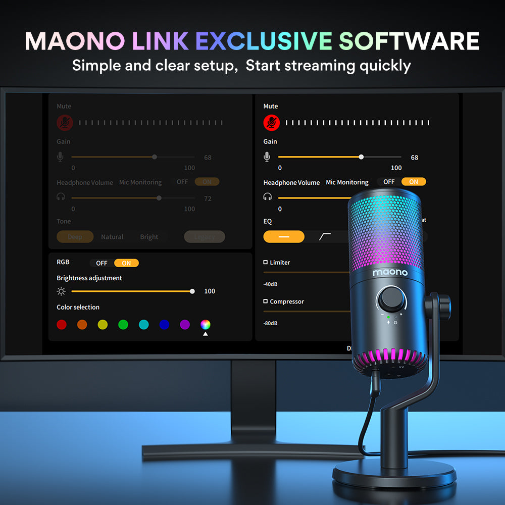 Maono DM30 RGB - USB Streaming Microfoon met Ruisonderdrukking - Gaming - Podcast - PS5 / PS4 / PC / MAC / Windows / iPhone / Android - Touch Mute Knop - Popfilter