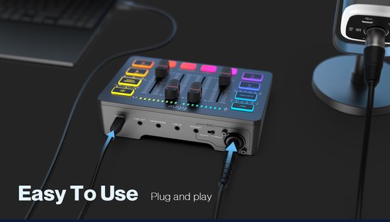 Fifine - SC3 - Streaming Deck - DJ Mixer - Gaming Mixer - Podcast / Stream / Gaming