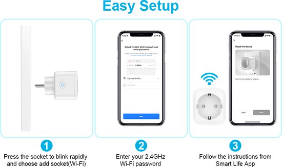 EIGHTREE - ET21 - Smart Plug - Wifi - 1-delige set - Slimme Stekker - App Bediening