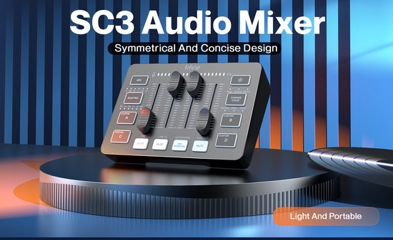 Fifine - SC3 - Streaming Deck - DJ Mixer - Gaming Mixer - Podcast / Stream / Gaming