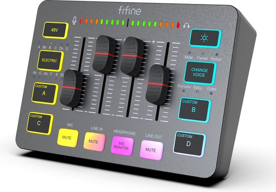 Fifine - SC3 - Streaming Deck - DJ Mixer - Gaming Mixer - Podcast / Stream / Gaming