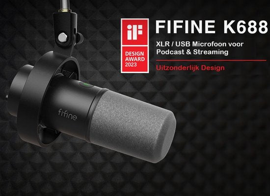 Fifine - K688 - USB / XLR - Dynamische Microfoon - Streaming - Podcasting - Gaming - Geschikt voor PS4 / PS5 / PC - Zwart