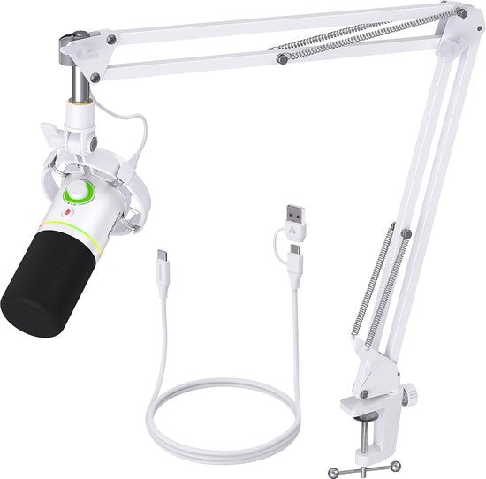 Maono PD200XS - XLR Dynamische RGB Microfoon met Telescopische Arm (66cm!) - PC - USB-microfoon voor Streaming / Podcast / Studio / Gaming / PS4/5 / Mac