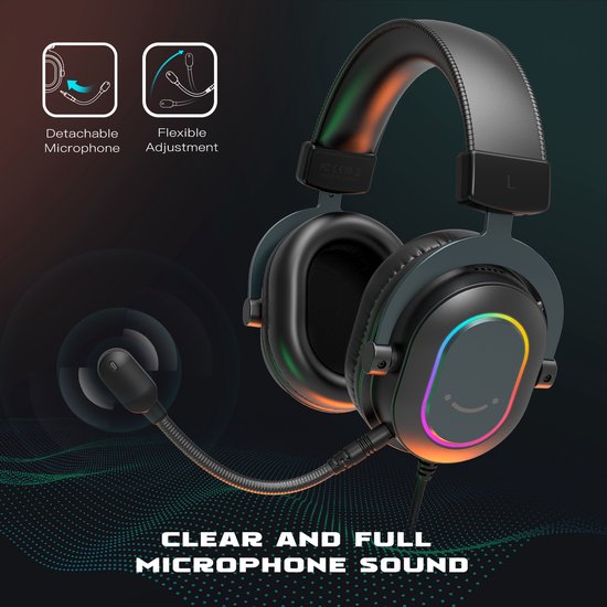 FIFINE - H6 RGB Over-Ear Active Noise Canceling Headset - Voor Gaming - Streaming - Podcast - Met microfoon