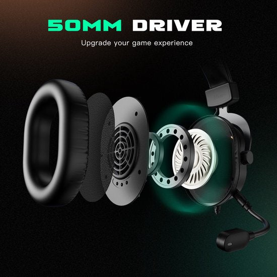 FIFINE - H6 RGB Over-Ear Active Noise Canceling Headset - Voor Gaming - Streaming - Podcast - Met microfoon