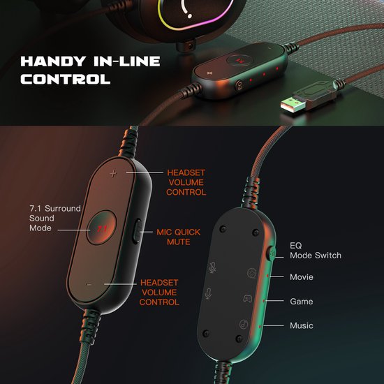 FIFINE - H6 RGB Over-Ear Active Noise Canceling Headset - Voor Gaming - Streaming - Podcast - Met microfoon