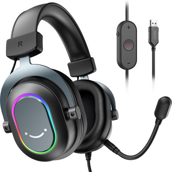 FIFINE - H6 RGB Over-Ear Active Noise Canceling Headset - Voor Gaming - Streaming - Podcast - Met microfoon