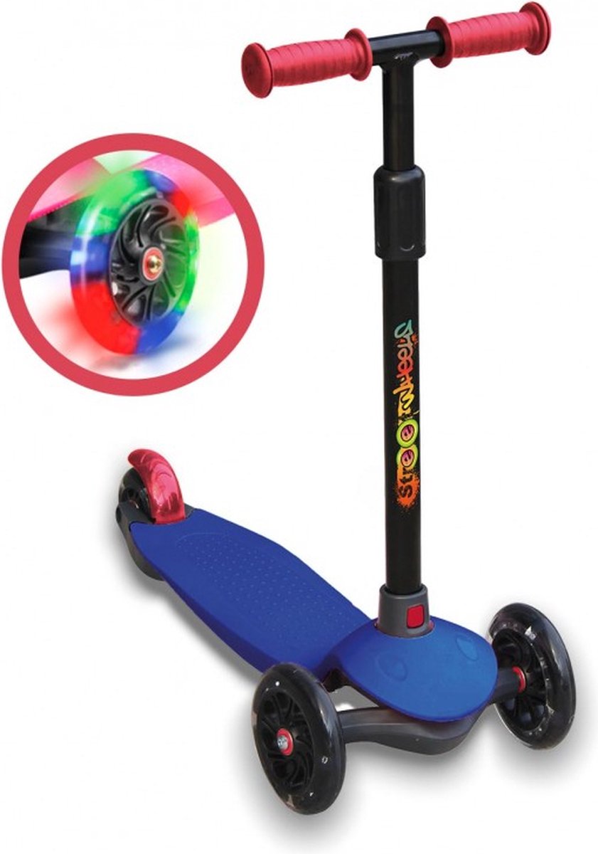 Step met 3 Wielen - DeQUBE - Streetwheels Kinderstep Inklapbaar - Met Lichtgevende Wielen - Blauw of Roze