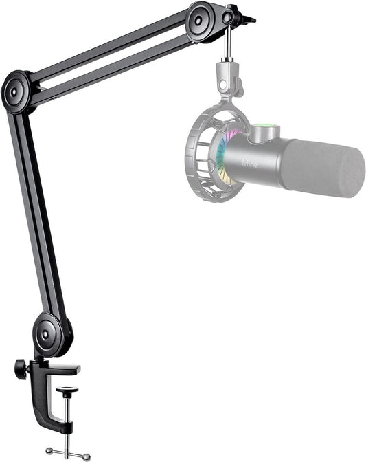 Fifine - BM63 - Zwart - Universele Boom Arm - Microfoon Arm - Zonder Microfoon - Horizontaal & Verticaal - Tot 2kg Gewicht - Inclusief Kabelbinders