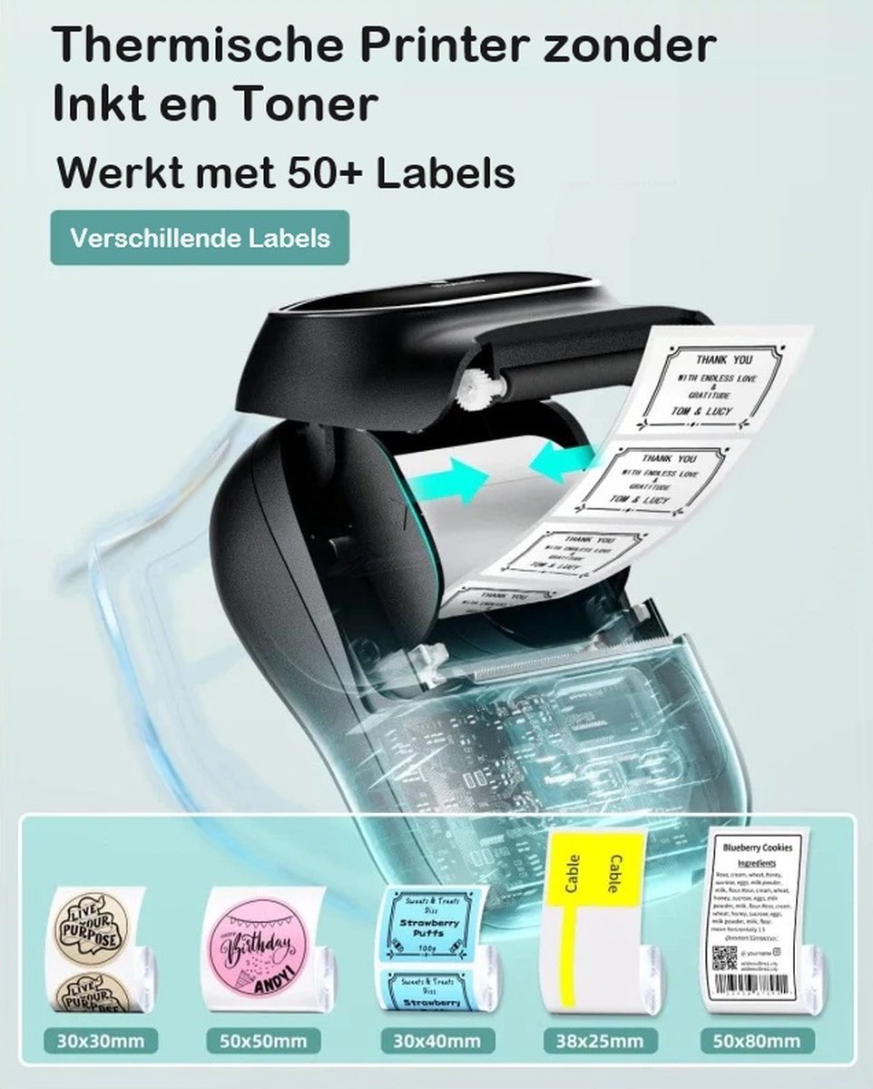 Phomemo - M110 - Portable Label Printer - Draadloze Thermische Labelprinter - Met APP - Labels Inbegrepen - Bluetooth