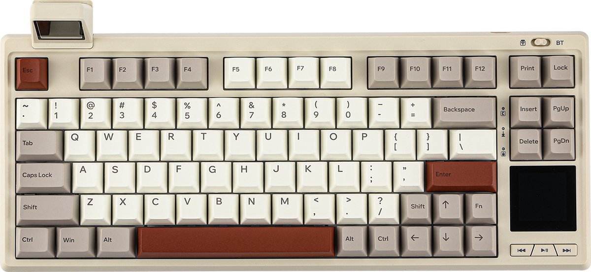 EPOMAKER RT80 - Zwart - Mechanisch Draadloos Toetsenbord - 75% - QWERTY - Retro Mechanical Keyboard met Mini Scherm - Wisteria Linear