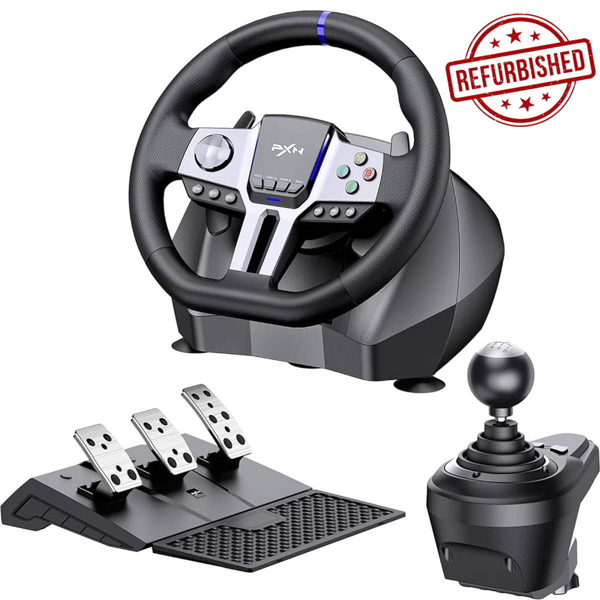 PXN - V9 Gen 2 - Refurbished - Race Stuur - Met Pedalen en Shifter - 270/900°- Game Stuur - Geschikt voor PS4 - Xbox One - PC - Xbox Series X|S - PS3 - Nintendo Switch - Met App