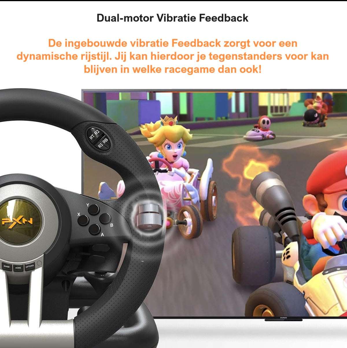 PXN - V3 Pro - Race Stuur met Pedalen - Game Stuur voor PS4 - Xbox One - PC - Xbox Series X|S - PS3 - Switch - Zwart