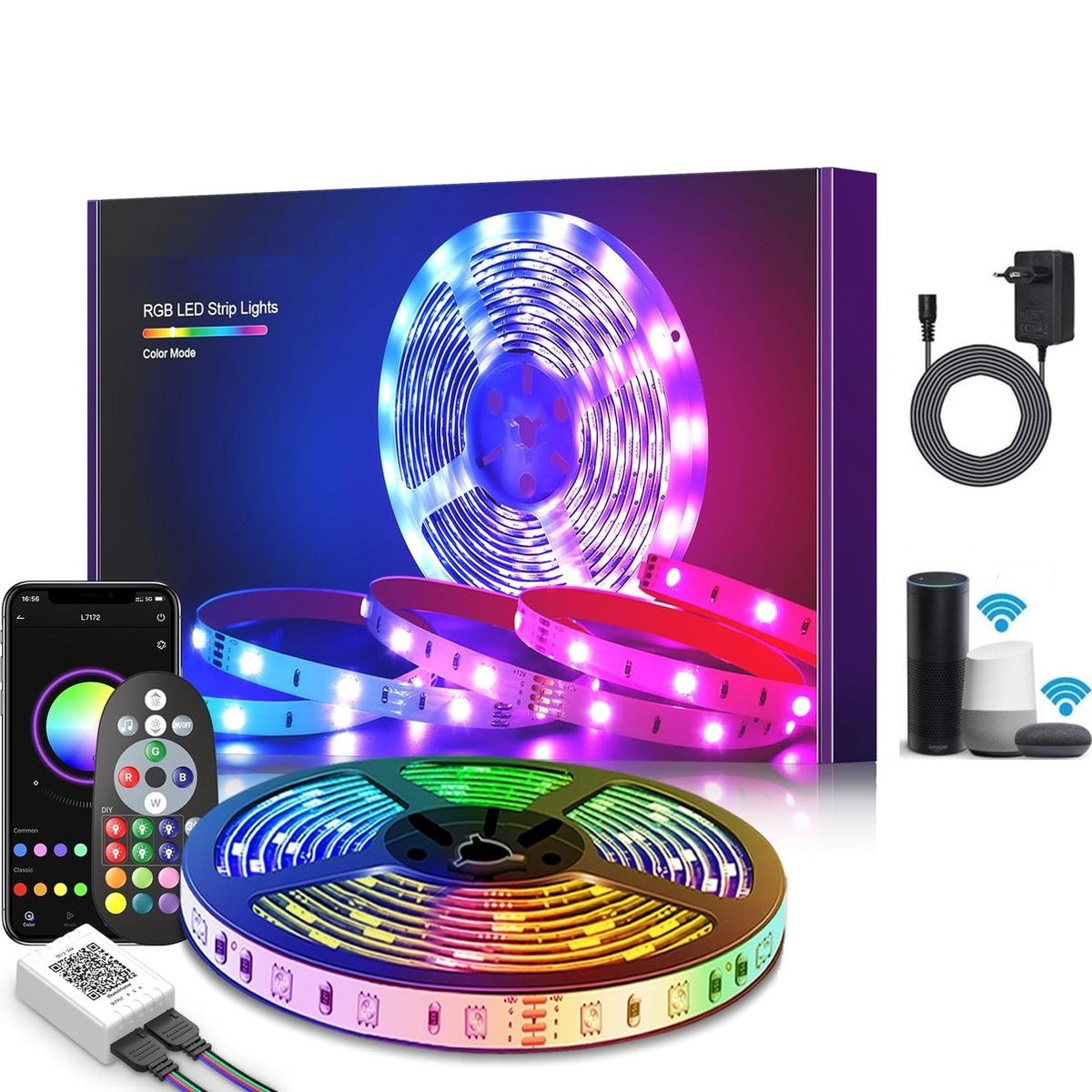 INOLEDS® - LED Strip Waterproof IP65 - Voor Binnen & Buiten - Met App - Tuya - 5 Meter Of 10 Meter - Spraakbediening - WiFi - Google Home & Alexa - Muziek Sync