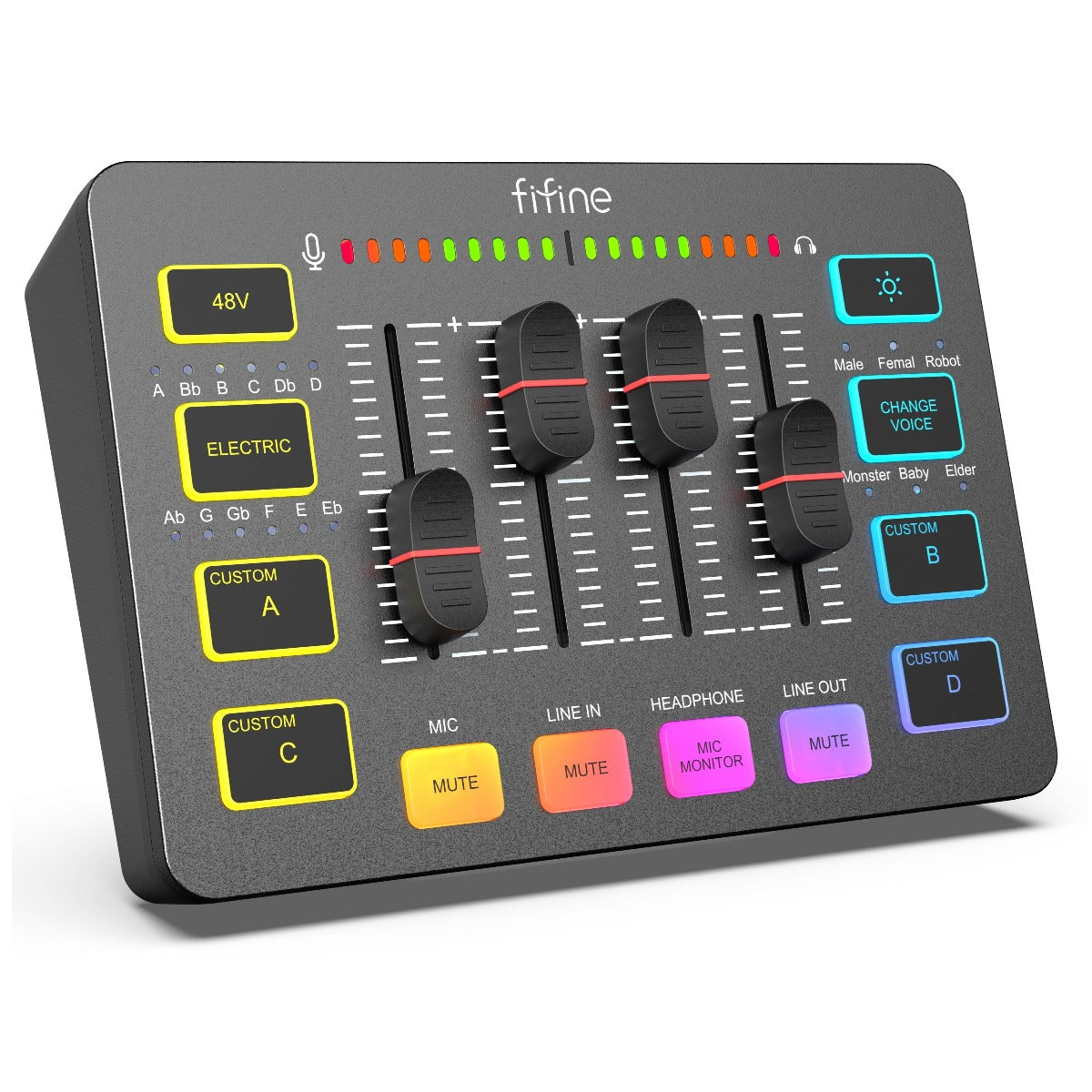 Fifine - SC3 - Streaming Deck - DJ Mixer - Gaming Mixer - Podcast / Stream / Gaming