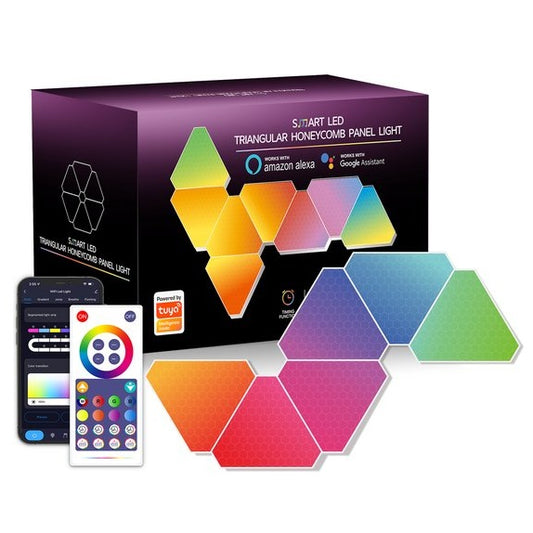 APO Electronics® - Triangles Starter Kit - 10 Stuks - RGB LED Panelen - Met App & Afstandsbediening EAN:  8721082688093 Wandlamp