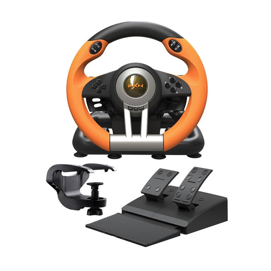 PXN - V3 Pro - Race Stuur met Pedalen - Game Stuur voor PS4 - Xbox One - PC - Xbox Series X|S - PS3 - Switch - Oranje / Zwart